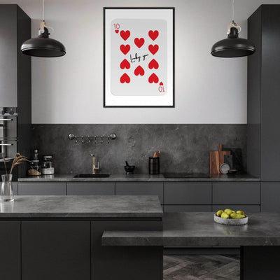 Lucky You - Ten of Hearts Playing Card Framed Poster Art, Eco-Friendly Wood Frame - Vibrantwalls