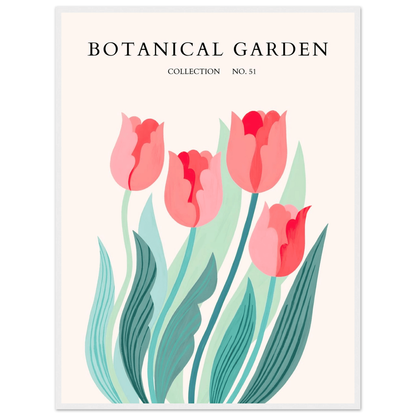 Botanical Garden Tulip Framed Poster – Pastel Florals & Nature Art Prints | Ready-to-Hang Wall Decor - Vibrantwalls