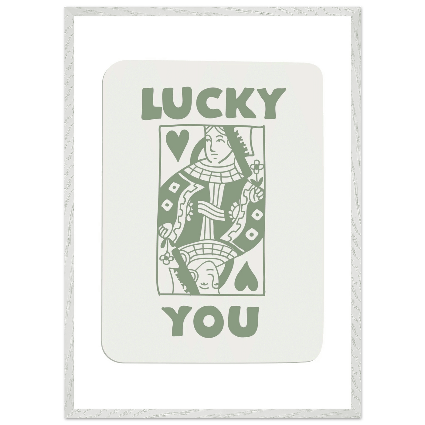 Lucky You Poker Card Print - Queen of Hearts Framed Art - Eco-Friendly Wood Frame - Vibrantwalls
