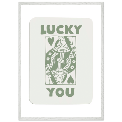 Lucky You Poker Card Print - Queen of Hearts Framed Art - Eco-Friendly Wood Frame - Vibrantwalls