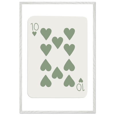 Minimalist Ten of Hearts Poker Card Print - Mounted & Framed Wall Art, Eco-Friendly Wood Frame in Your Choice of Finish - Vibrantwalls
