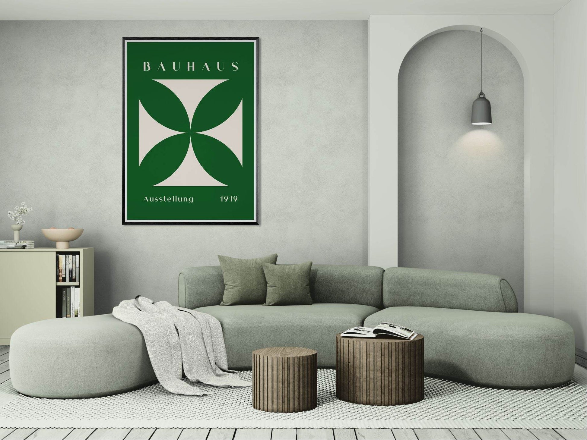 Bauhaus Exhibition 1919 Green Movement Style Design Wall Art - Vibrantwalls