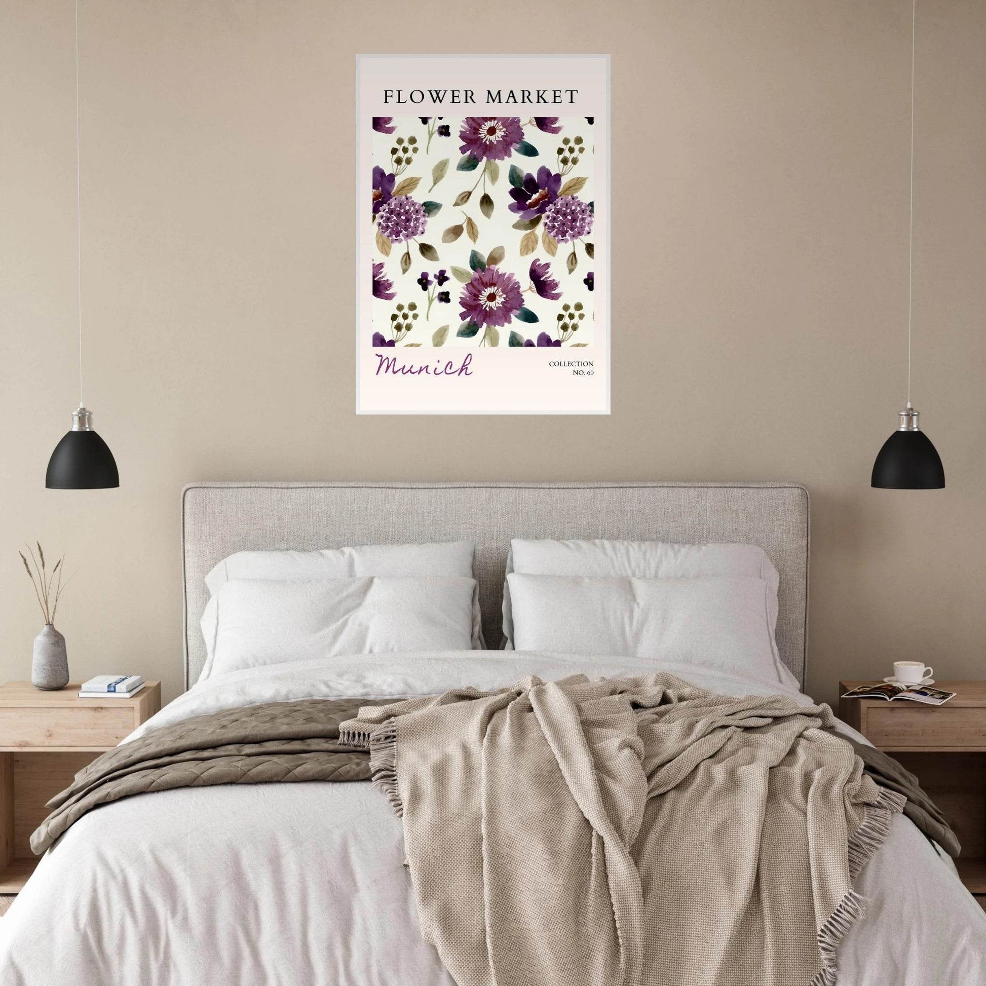 Munich Flower Market Lush Purple Green Botanical - Wall Art - Vibrantwalls