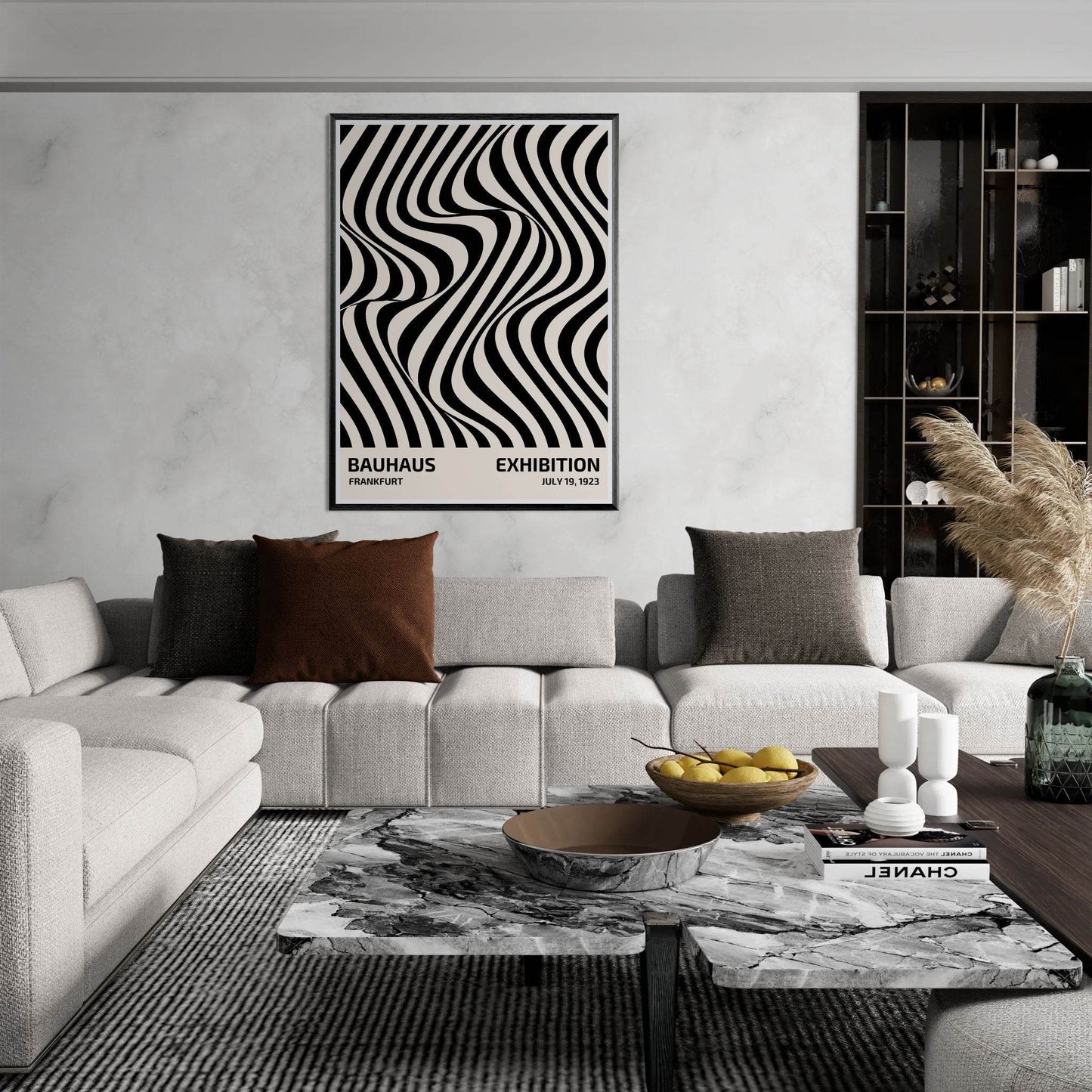 Bauhaus Black White Op Art Movement Style Design Poster Wall Art - Vibrantwalls