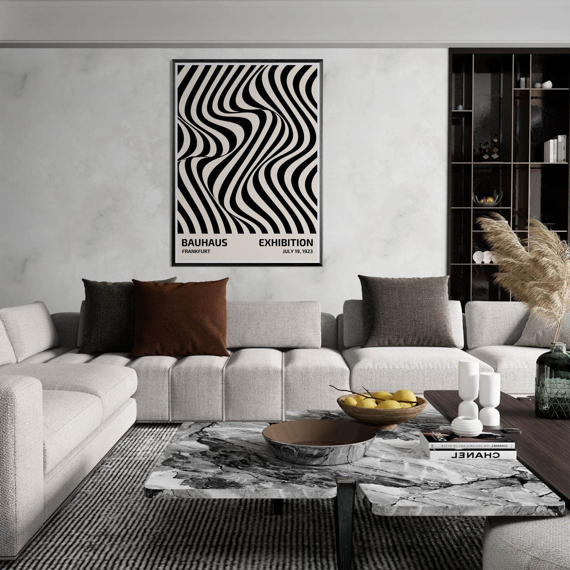 Bauhaus Black White Op Art Movement Style Design Poster Wall Art - Vibrantwalls