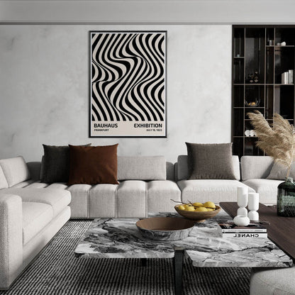 Bauhaus Black White Op Art Movement Style Design Poster Wall Art - Vibrantwalls