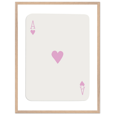 Minimalist Ace of Hearts Poker Card Print - Mounted Framed Poster Art, Eco-Friendly Wood Frame - Vibrantwalls