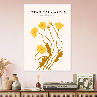 Botanical Garden Framed Art Print – Golden Poppies Abstract Wall Decor | Ready-to-Hang Nature Collection - Vibrantwalls