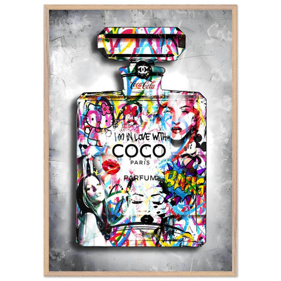 Vibrant Pop Art Chanel Perfume Bottle Print - Graffiti Chic Wall Decor for Fashion Lovers - Vibrantwalls