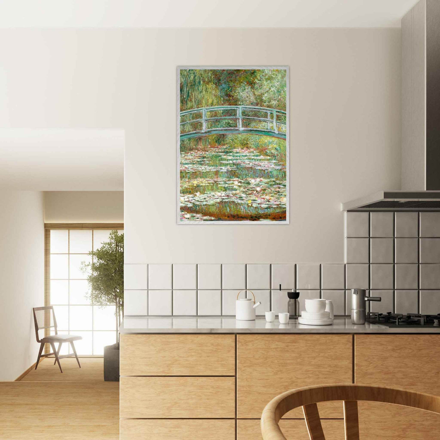 Bridge Over a Pond Art Print - Water Lilies Decorative Artwork for Your Space - Vibrantwalls