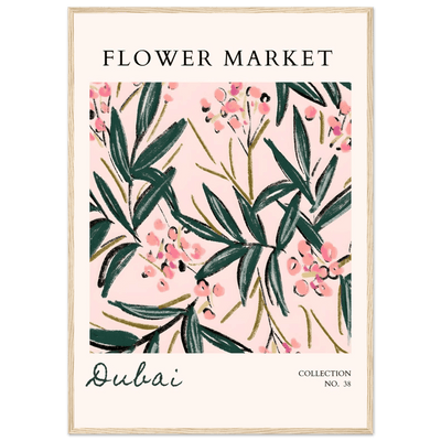 Dubai Flower Market Art Print – Blush Pink & Emerald Green Botanical Framed Poster | Ready-to-Hang - Vibrantwalls