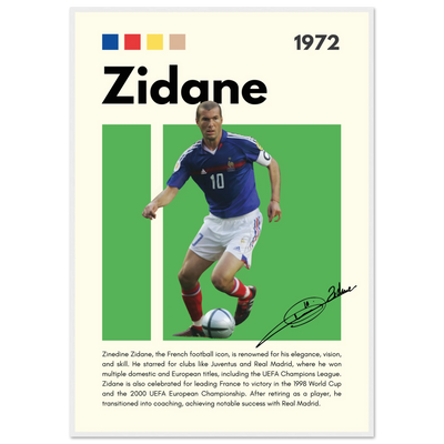 Zinedine Zidane Football Legend Framed French Poster 70x100 cm 28x40″ White frame Vibrantwalls