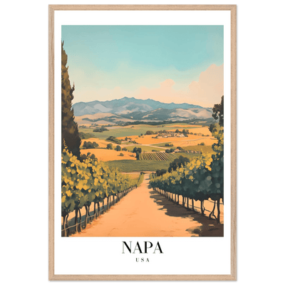 Napa Valley Vineyard Framed Poster – Vintage Travel Wall Art with Wooden Frame - Vibrantwalls