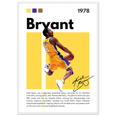Kobe Bryant Number 24 Lakers Modern Print 50x70 cm 20x28″ White frame Vibrantwalls