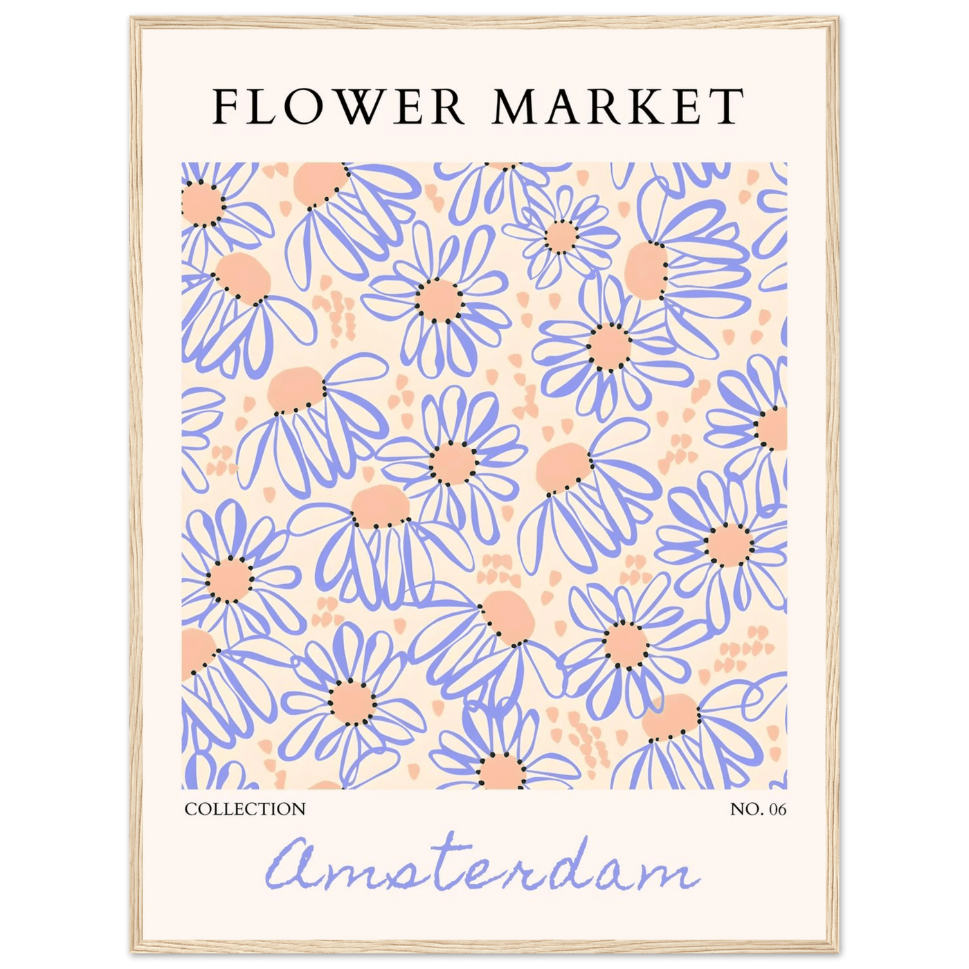 Abstract Floral Market Framed Poster – Whimsical Amsterdam Daisy Art Prints | Ready-to-Hang in Various Sizes - Vibrantwalls
