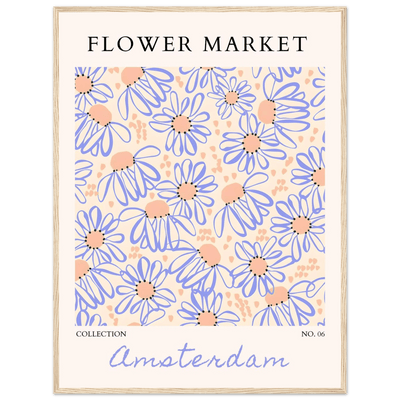 Abstract Floral Market Framed Poster – Whimsical Amsterdam Daisy Art Prints | Ready-to-Hang in Various Sizes - Vibrantwalls