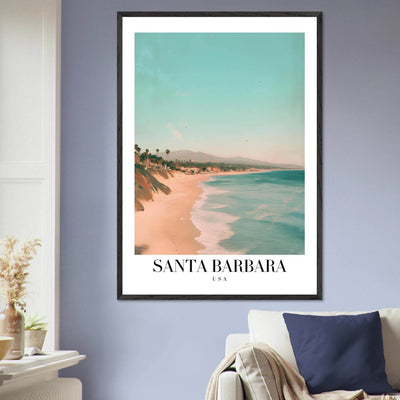 Santa Barbara USA Framed Poster – Pastel Beach Travel Wall Art in Your Choice of Frame - Vibrantwalls