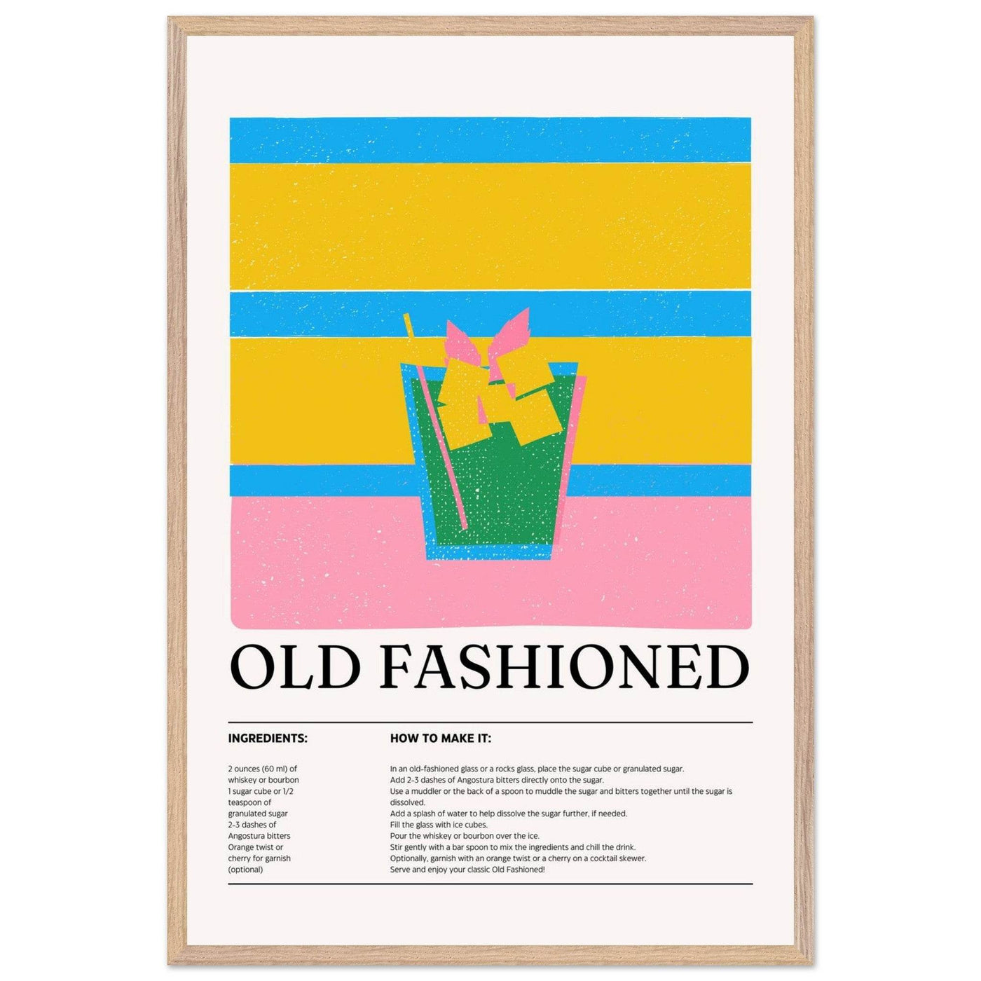 Old Fashioned Cocktail Recipe Art Print - Vibrantwalls