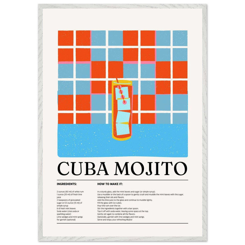 Cuba Mojito Cocktail Recipe Wall Art - Vibrantwalls