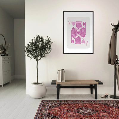 Jack of Hearts Poker Card Print - Eclectic Pink Framed Art - Eco-Friendly Wood Frame, Ready-to-Hang Decor - Vibrantwalls