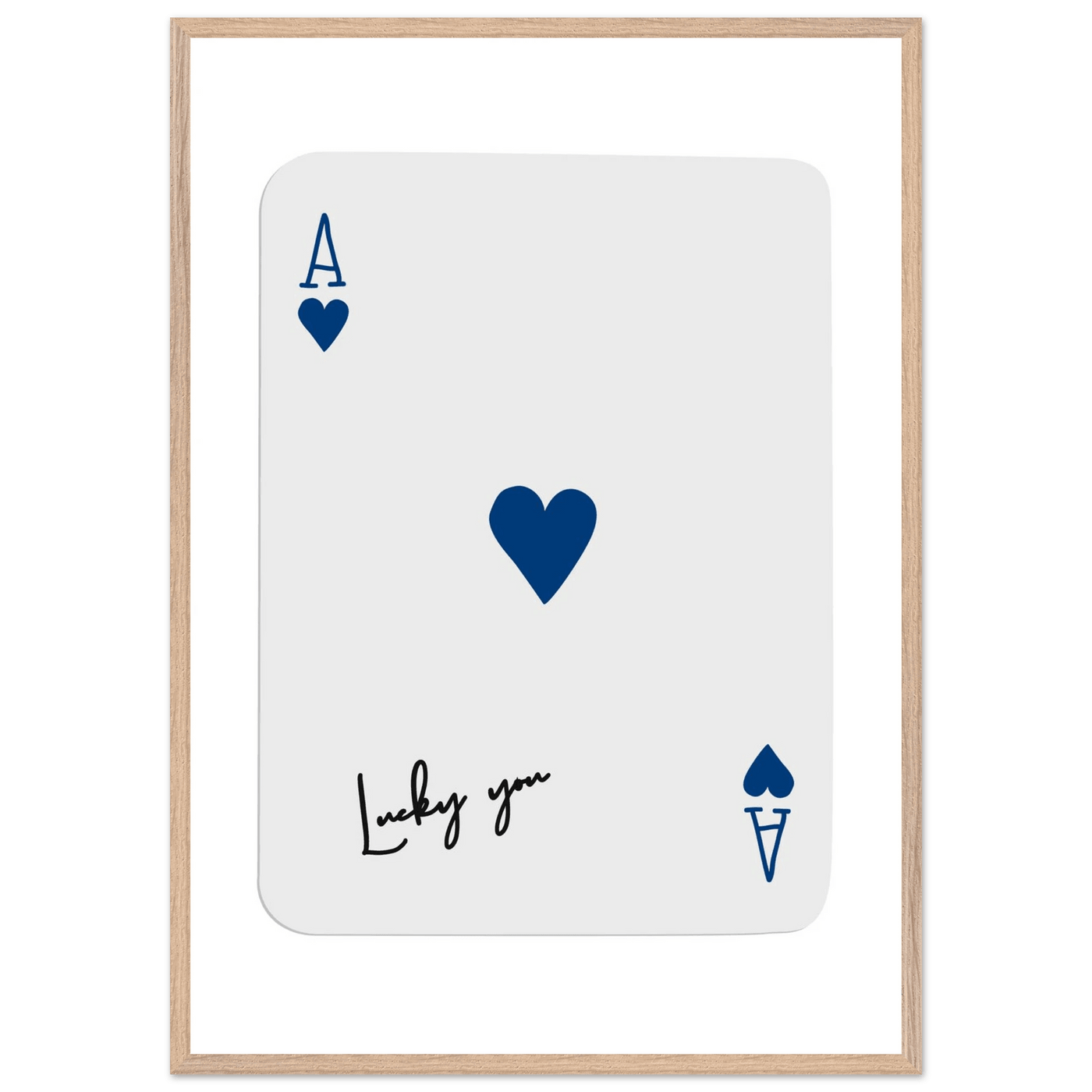 Lucky You Ace of Hearts - Framed Poker Card Art, Minimalist Eclectic Decor, Eco-Friendly Wood Frame - Vibrantwalls