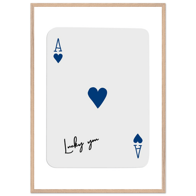 Lucky You Ace of Hearts - Framed Poker Card Art, Minimalist Eclectic Decor, Eco-Friendly Wood Frame - Vibrantwalls