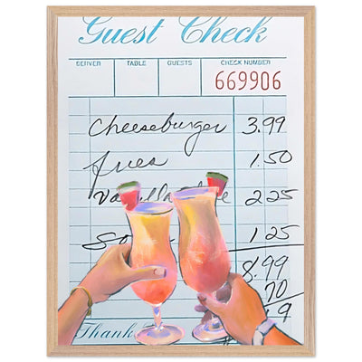 Retro Diner Cocktail "Guest Check" 45x60 cm 18x24″ Wood frame Not assembled Vibrantwalls