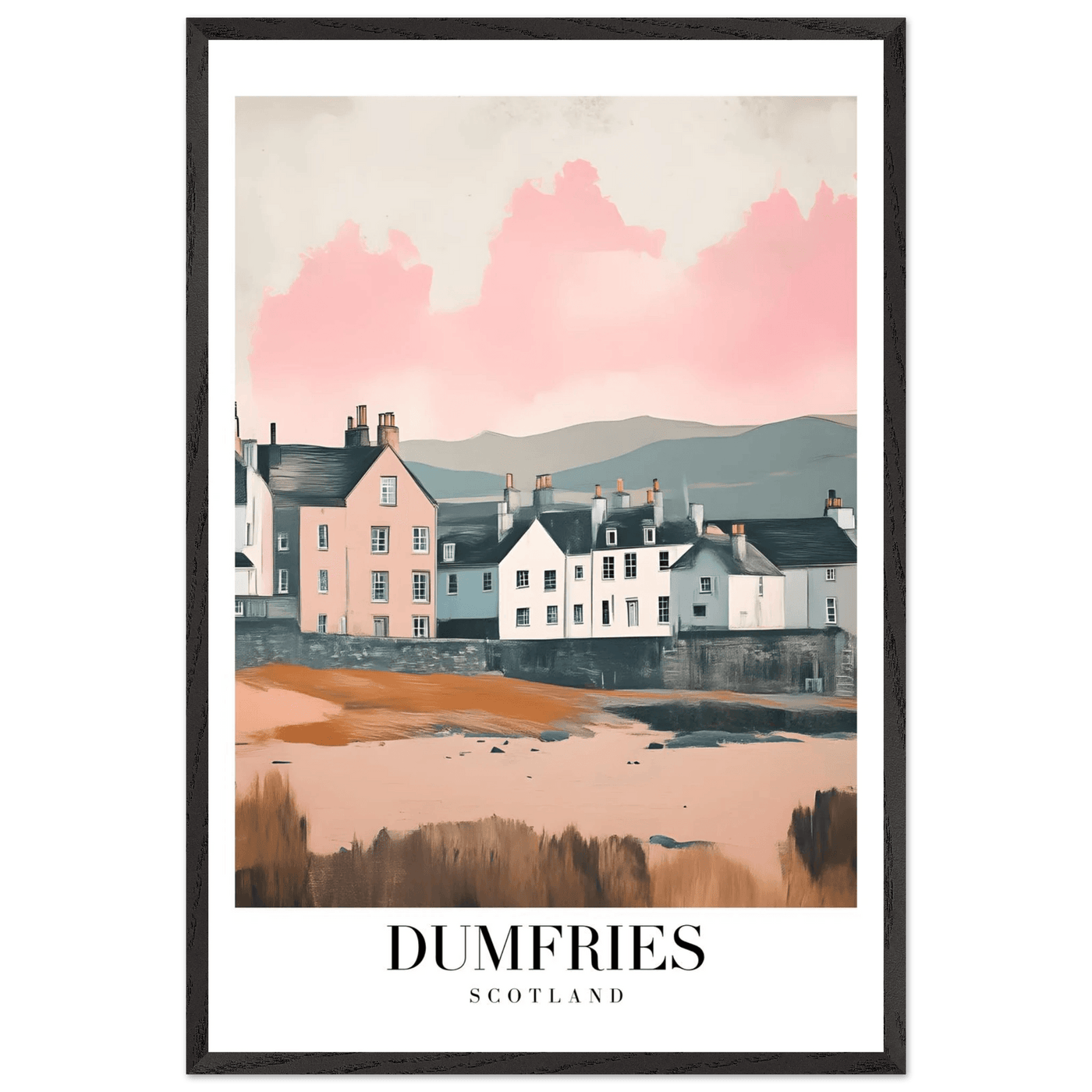Dumfries Scotland Framed Poster – Pastel-Toned Vintage Travel Wall Art with Wooden Frame - Vibrantwalls