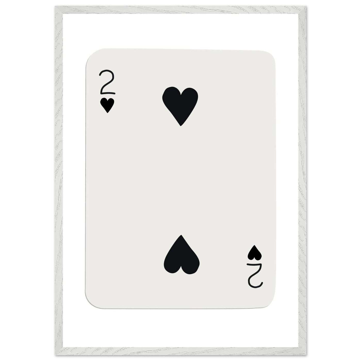 Minimalist Two of Hearts Poker Card Art Print - Framed Eco-Friendly Wooden Poster - Vibrantwalls