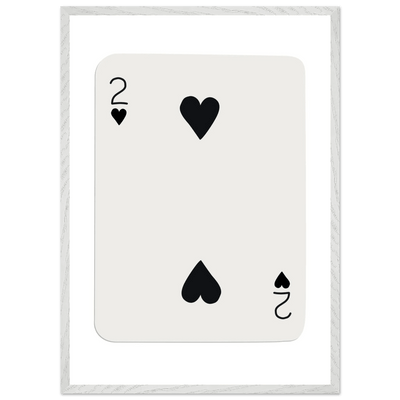 Minimalist Two of Hearts Poker Card Art Print - Framed Eco-Friendly Wooden Poster - Vibrantwalls