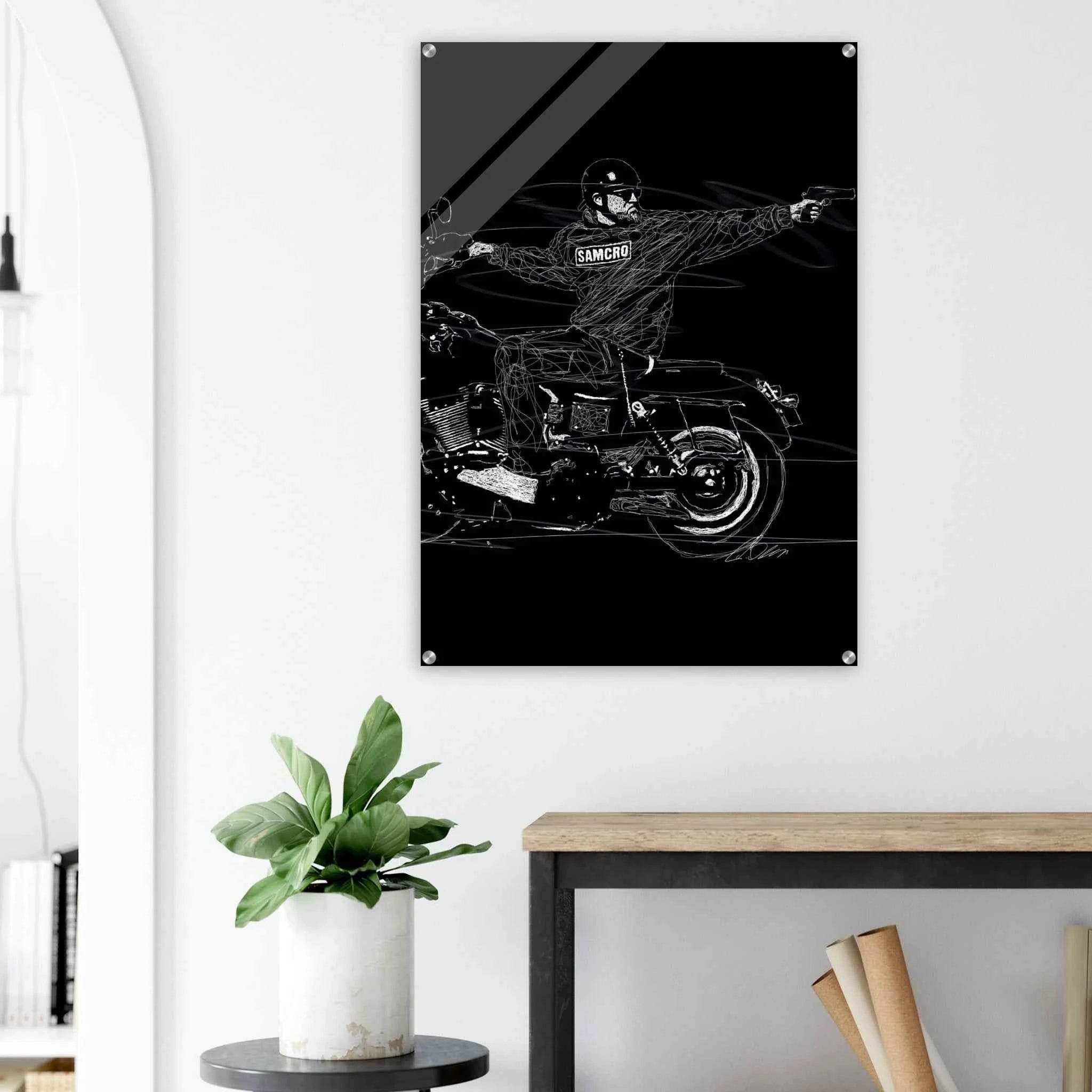 Sons of Anarchy Jax Teller Acrylic Print – Iconic Black & White Sketch Wall Art - Vibrantwalls