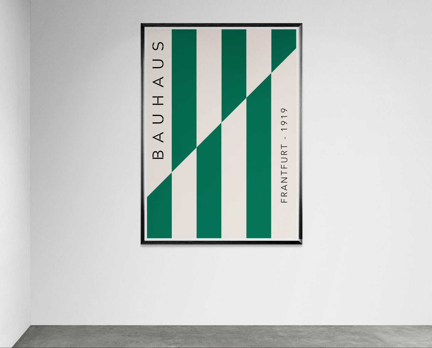 Bauhaus Emerald Green Cream Movement Style Design Wall Art - Vibrantwalls