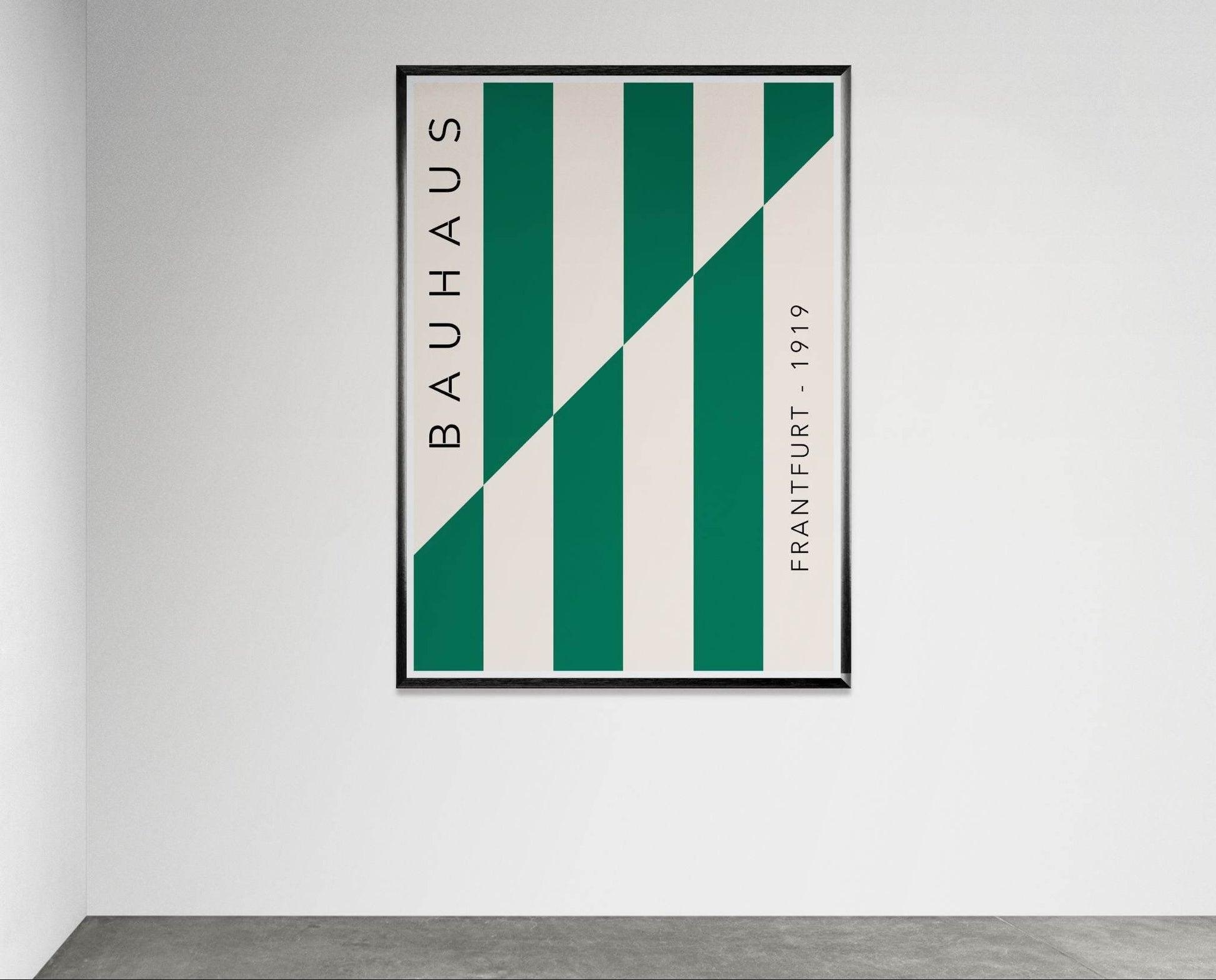 Bauhaus Emerald Green Cream Movement Style Design Wall Art - Vibrantwalls
