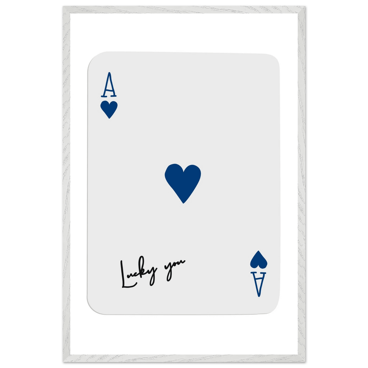 Lucky You Ace of Hearts - Framed Poker Card Art, Minimalist Eclectic Decor, Eco-Friendly Wood Frame - Vibrantwalls