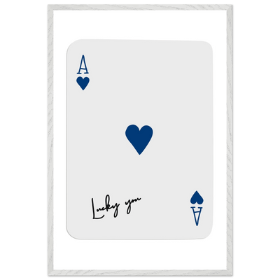 Lucky You Ace of Hearts - Framed Poker Card Art, Minimalist Eclectic Decor, Eco-Friendly Wood Frame - Vibrantwalls