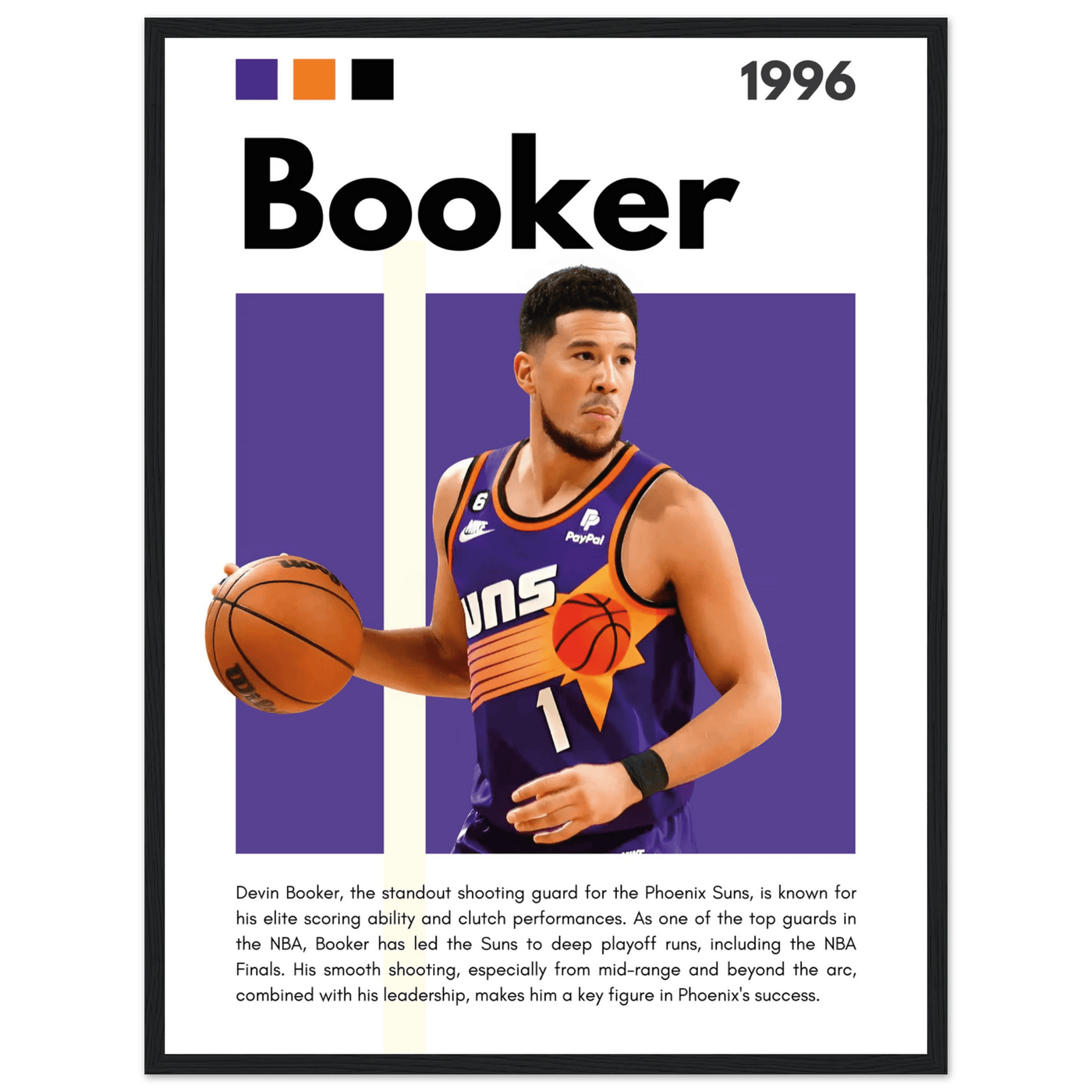 Devin Booker Phoenix Suns Modern Art Print - Vibrantwalls