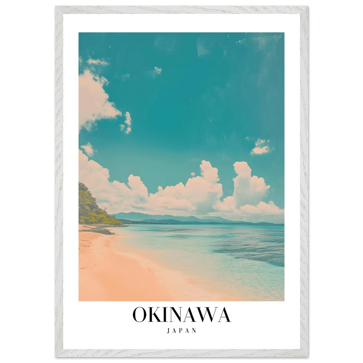 Okinawa Japan Framed Poster – Vintage Beach Travel Wall Art with Wooden Frame - Vibrantwalls