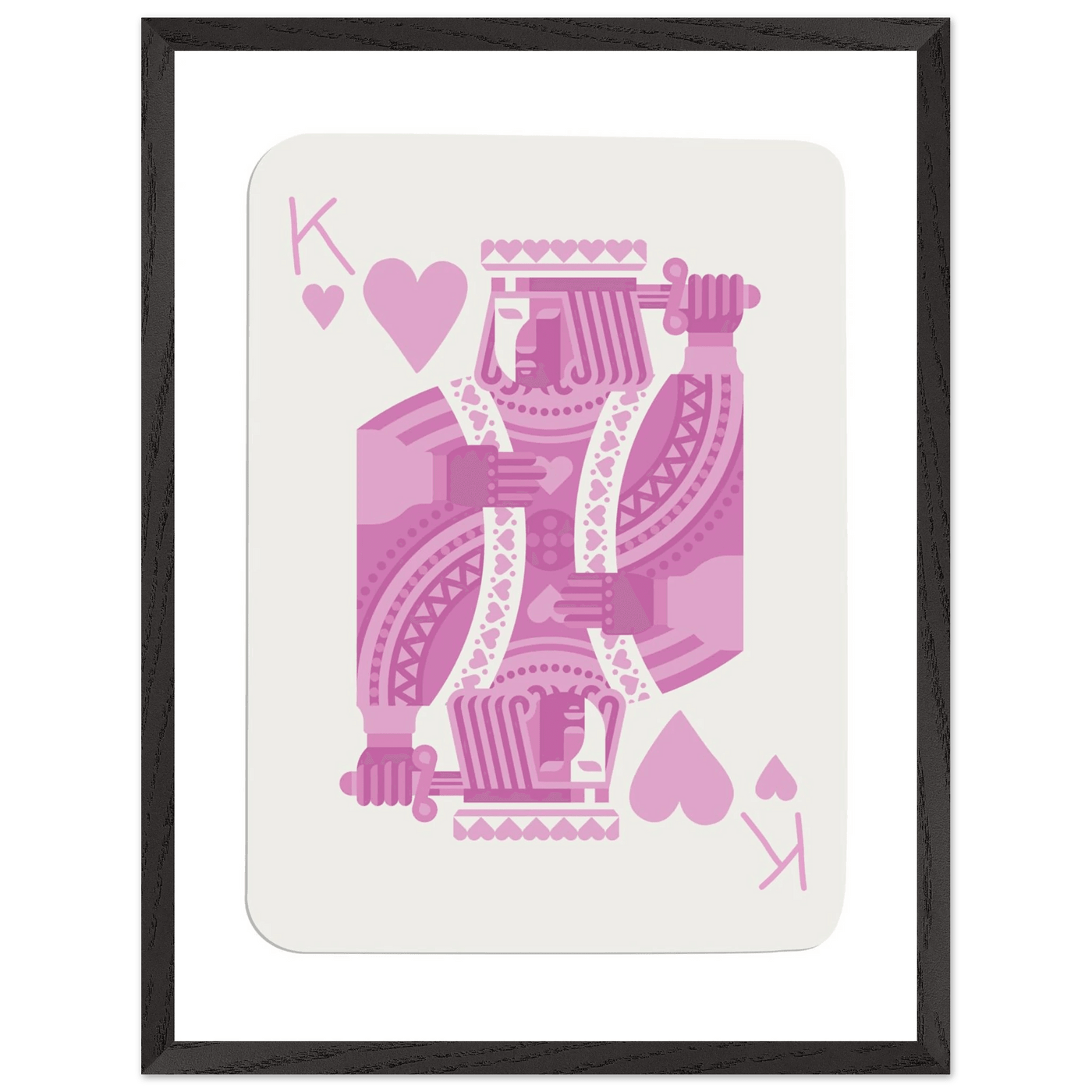 King of Hearts Modern Pink Poker Card Art - Mounted Framed Poster, Eco-Friendly Wood Frame - Vibrantwalls