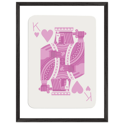 King of Hearts Modern Pink Poker Card Art - Mounted Framed Poster, Eco-Friendly Wood Frame - Vibrantwalls