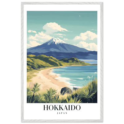 Hokkaido Japan Framed Poster – Vintage Mount Yotei Travel Wall Art with Wooden Frame - Vibrantwalls