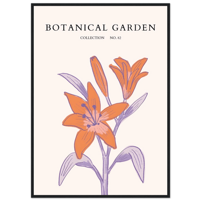 Botanical Garden Lily Print – Orange & Lavender Framed Poster | Elegant Nature Art for Modern Spaces, Ready-to-Hang - Vibrantwalls