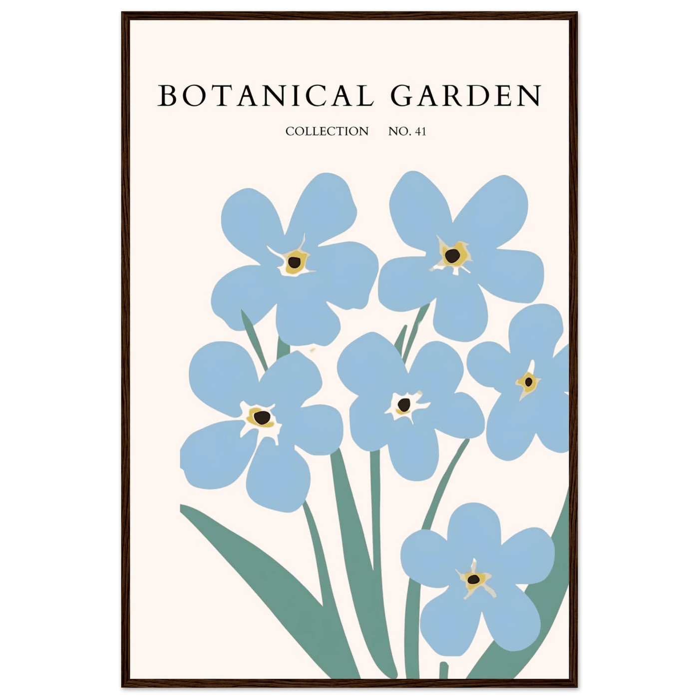 Botanical Garden Forget-Me-Nots Framed Poster - Soft Blue Floral Art Print | Ready-to-Hang Wall Decor - Vibrantwalls