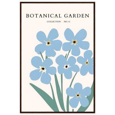 Botanical Garden Forget-Me-Nots Framed Poster - Soft Blue Floral Art Print | Ready-to-Hang Wall Decor - Vibrantwalls