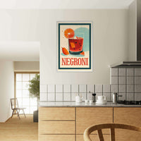 Retro Negroni Cocktail Recipe Art Print - Vibrantwalls