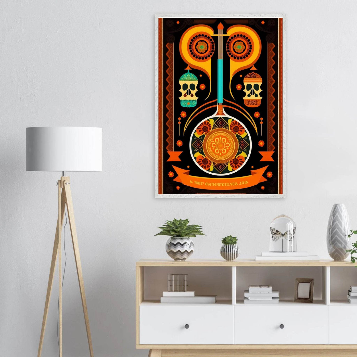 Vibrant Day of the Dead Guitar - Vibrantwalls