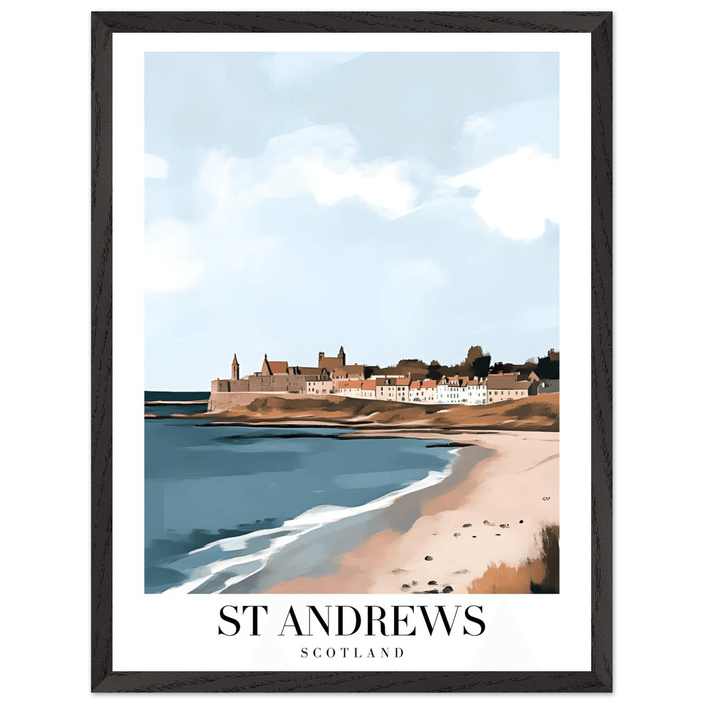 St Andrews Scotland Framed Poster – Coastal Town Wall Art with Wooden Frame - Vibrantwalls