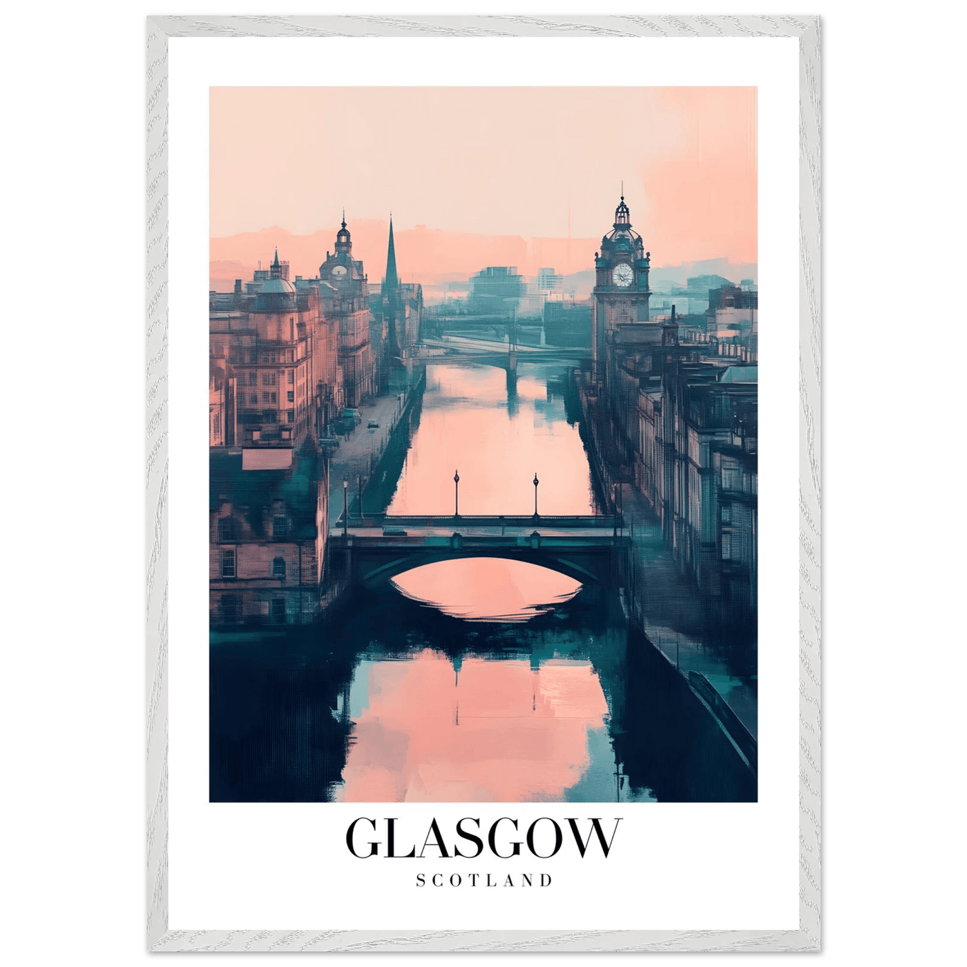 Glasgow Scotland Framed Poster – Atmospheric Cityscape Wall Art with Customizable Wooden Frame - Vibrantwalls