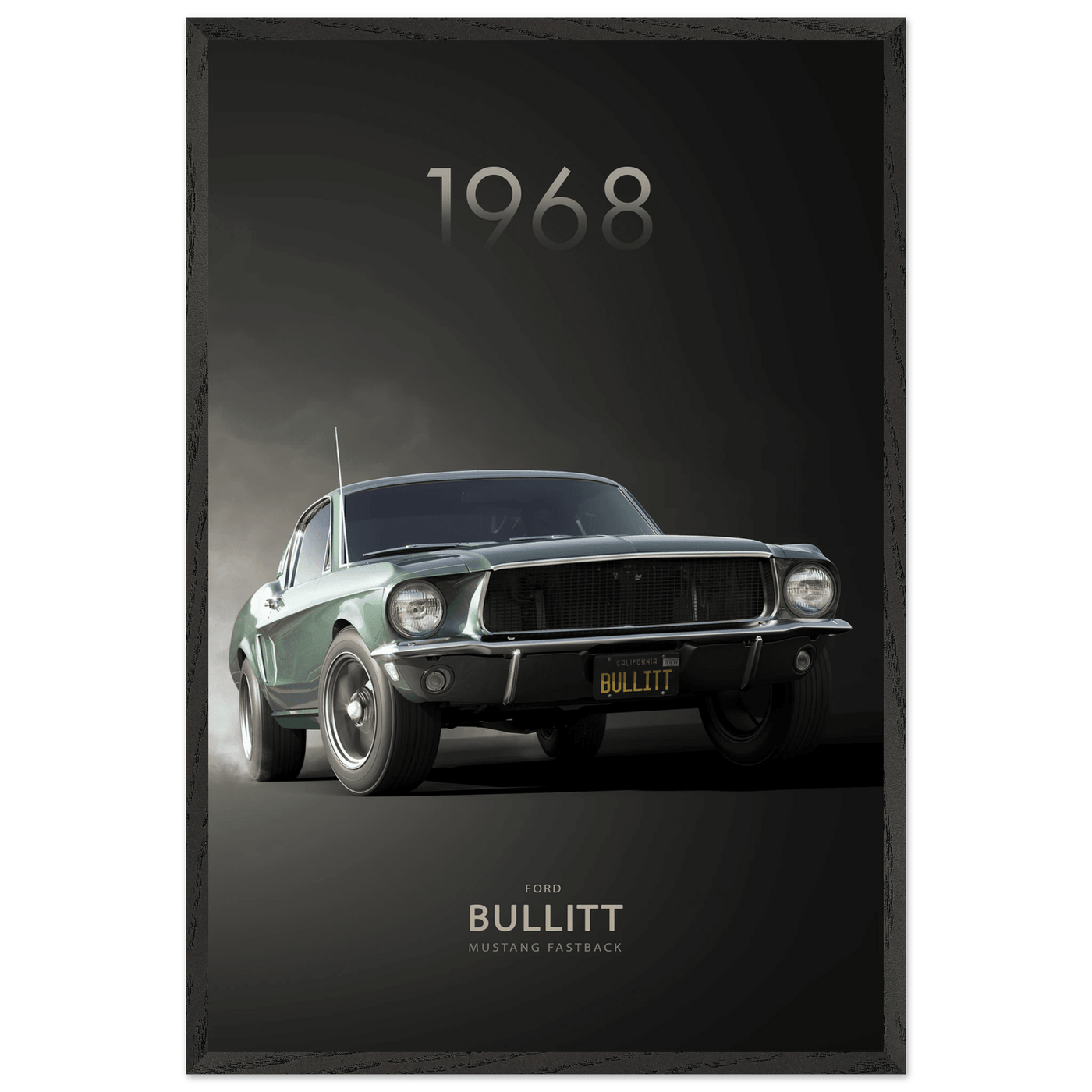 1968 Bullitt Mustang GT - 50th Anniversary Framed Poster | Iconic Green, Ready-to-Hang, Premium Quality - Vibrantwalls