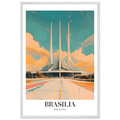 Brasília Brasil Mid-Century Modern Framed Poster – Vintage Travel Art with Wooden Frame - Vibrantwalls