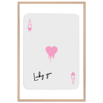 Lucky You - Ace of Hearts Drip Pink Print - Mounted Framed Poster Art with Eco-Friendly Wood Frame - Vibrantwalls